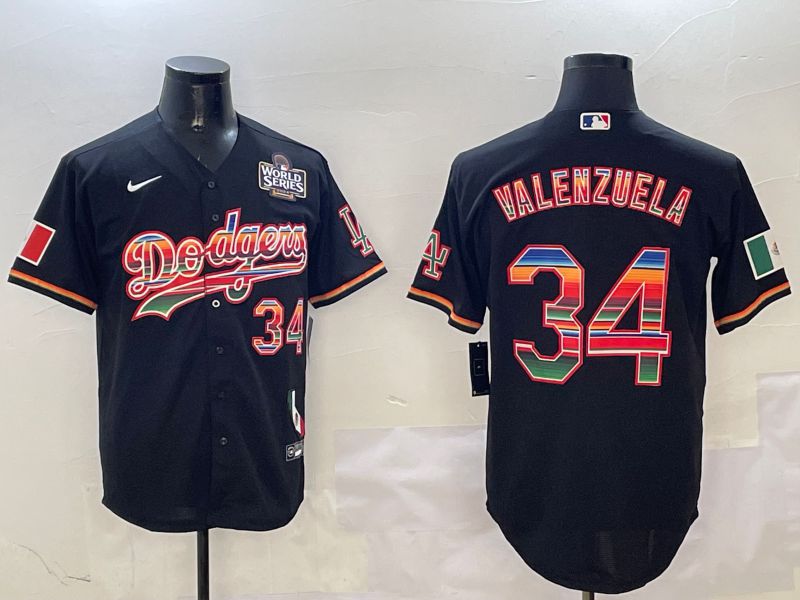 Men Los Angeles Dodgers 34 Valenzuela Black Fashion Game 2025 Nike MLB Jersey style 3124
